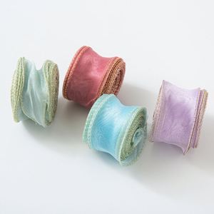 Ruban Nœud Queue de Sirène Doré 4cm en Stock, 100% Polyester Imprimé Feuille d'Argent, Écologique, Semi-Fini, en Maille, pour Cheveux DIY Zexiao - Product Image 5