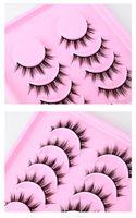 Prix de gros 5 paires de faux cils synthétiques faits à la main, bande noire, effet volume, pour la beauté