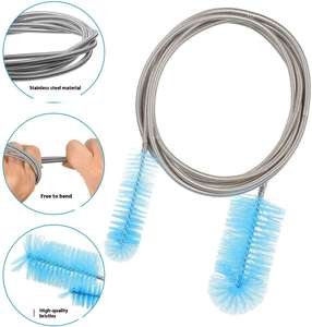 Ensemble de 3 brosses de nettoyage pour canalisations en acier inoxydable, avec brosse flexible à double tête, tuyau élastique et paille en nylon et plastique - Product Image 6