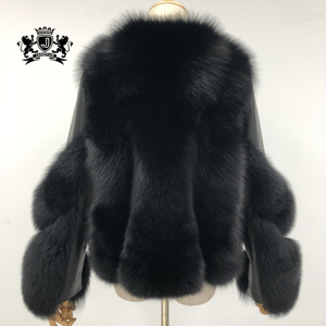 JANEFUR-Chaqueta de piel de zorro con cuello en V, chaqueta cálida y suelta de talla real, estilo informal, novedad de <span class=keywords><strong>2022</strong></span> - Product Image 3