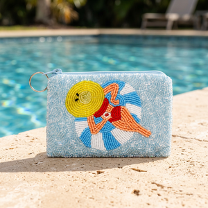Porte-monnaie en coton perlé à motif de dessin animé, pochette zippée brodée personnalisée, bleu clair, accessoire de voyage décontracté, jaunty - Product Image 3
