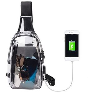 Bolso Bandolera Transparente de PVC con Carga USB, Bolso Deportivo para el Pecho, Bolso Cruzado Casual para Damas y Caballeros - Product Image 1