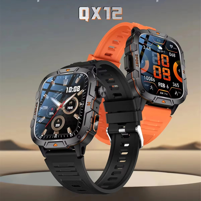 QX12 Smartwatch Wholesale IP68 Waterproof Android BT Call Fitness Tracker LED Flashlight IPS Display Outdoor Sport Smart Watch