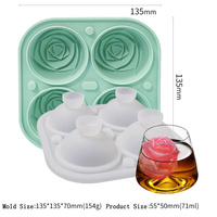 Moule à glaçons en silicone en forme de rose, certifié FDA, sans BPA, qualité alimentaire, facile à démouler, réutilisable, résistant au congélateur et à la chaleur