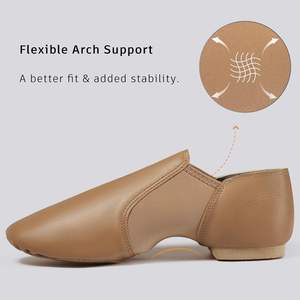 Chaussures de jazz unisexes Dynadans, dessus en cuir PU, à enfiler, talon plat, pour femmes et hommes - Product Image 6