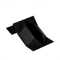 Boîte cadeau en carton ondulé recyclable avec fermeture magnétique noire mate, logo personnalisé, gaufrage - Rectangulaire pliable