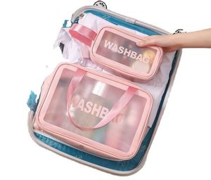 Bolsa de Cosméticos de PVC Transparente con Logotipo Personalizado, Bolsa de Aseo de Lona y PU para Mujer, con Cierre de Cremallera, para Viaje - Product Image 3