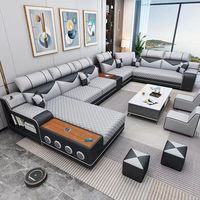 Ensemble de canapés modernes en tissu, grand canapé sectionnel en U pour salon, combinaison de meubles minimalistes pour la maison, tissu technologique