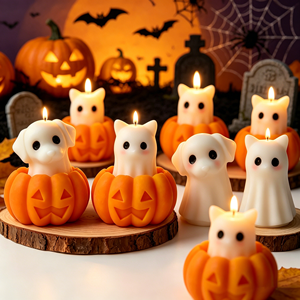 Stampo in Silicone Premium Riutilizzabile per Torte a Tema <span class=keywords><strong>Halloween</strong></span> (Fantasma, Gatto, Cane, Zucca) per Pasticceria Domestica e Candele Aromatiche - Product Image 2