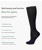 Chaussettes de compression sportives pour jeunes, fines, longues, pour le cyclisme en extérieur, avec logo sur le bas et le bord du mollet
