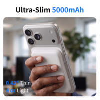 Banque d'alimentation sans fil magnétique 5000 mAh ultra-mince avec logo personnalisé, charge rapide