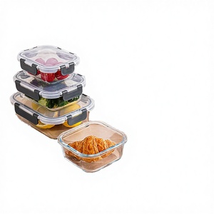 <b>Stackable</b> glass <b>Food</b> <b>Storage</b> <b>Containers</b> With Clip On Lids For Fridge Meal Prep Travel Freshness Preservation - Product Image 3
