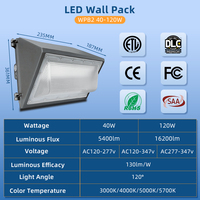Lumière murale LED de qualité commerciale IP65 80W, lumière de sécurité étanche pour jardin, parking, utilisation en extérieur, garantie de 5 ans