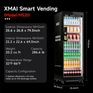 Distributeur automatique commercial XMAI avec IA et paiement sans contact, 520 litres, double vitrage trempé, compatible Apple <span class=keywords><strong>Pay</strong></span> et Google <span class=keywords><strong>Pay</strong></span> - Product Image 3