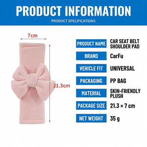 Protector de Cinturón de Seguridad para Auto con Lazo Adorable, Universal, de Felpa Suave, Alivia la Presión en el Cuello - Product Image 3