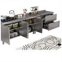 Meubles de cuisine modulaires sur mesure Runwood Fulin en acier inoxydable 304 pour projets hôteliers, kit de cuisine compact prêt à l'emploi sans installation