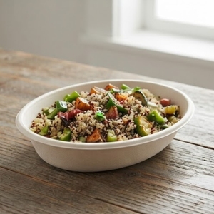 Bol ovale jetable en bagasse de 24 oz, biodégradable, en pulpe de canne à sucre, robuste, compostable, compatible micro-ondes, sans plastique, sans danger pour les aliments - Product Image 6