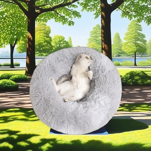 Оптовая продажа, моющийся круглый диван, нескользящий нижний ортопедический коврик для домашних животных, успокаивающий кровать для собак и кошек - Product Image 3