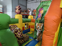 Château gonflable parc extérieur Safari aventure thème Combo Animal château gonflable avec toboggan pour enfants maison de rebond gonflable
