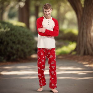 D0901TA02 toptan aile eşleştirme pijama noel pijama uzun kollu uyku gömlek ekose pantolon ile moda - Product Image 5