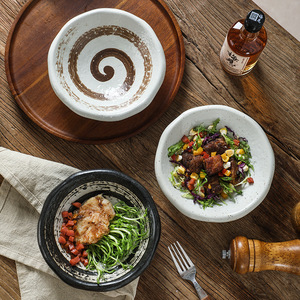 ชามเซรามิกทรงกลมแบบญี่ปุ่น คลาสสิก เป็นมิตรกับสิ่งแวดล้อม ความจุสูง สำหรับเสิร์ฟซุป ของว่าง จานสลักลาย สำหรับตั้งแคมป์ - Product Image 5