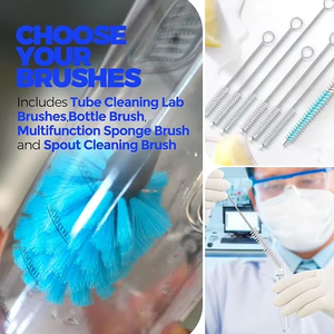 Set di 5 Spazzole per Pulizia con Manico Lungo in PP e Nylon per Bottiglie Sportive, Bicchieri, Tubi e Biberon - Product Image 4