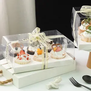 Matrimonio festa di natale torta multistrato Dessert Shop Cup Cake Box scatola per Cupcake in plastica trasparente scatola per Cupcake trasparente