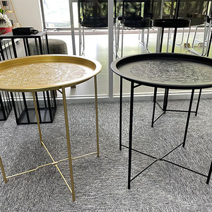 Giá Rẻ Đồ Nội Thất Phòng Khách Khay Nhỏ Bàn Tròn Hiện Đại Kim Loại Vàng Gấp Vòng Bàn Cà Phê Bên Bảng - Product Image 6