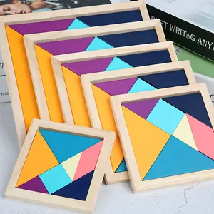 Teka-teki ajaib Tangram kayu anak-anak pendidikan permainan hobi Jigsaw kubus mainan anak laki-laki perempuan mainan kayu