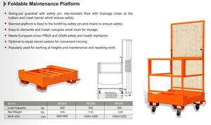 Plataforma de Trabajo de Mantenimiento JuRen, Plataforma de Trabajo Aérea, Elevador de Mástil Vertical, Capacidad de 300 kg, Elevador Hidráulico de Horquilla, Jaula Elevadora - Product Image 3