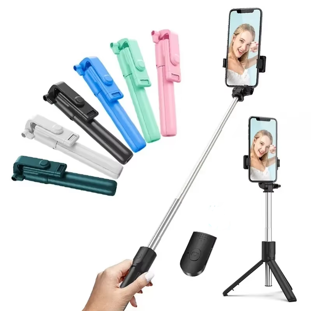 R1 Extendable Selfie Stick 75cm Tripod With Wireless Remote Stand R1s Mobile Phone Selfie Stick with White Led Light