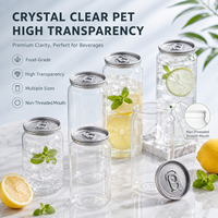 Bouteille en PET vide de qualité alimentaire 330 ml 500 ml avec couvercle à languette facile à ouvrir, pot à boisson en plastique transparent pour l'emballage des boissons