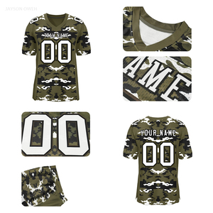 Vêtements de sport unisexes de haute qualité, cousus en lot, imprimés camouflage, style rétro, manches courtes, personnalisables avec nom et logo d'équipe - Product Image 2