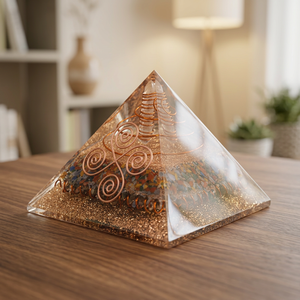 Escultura de pirámide de orgón de cobre hecha a mano con diseño en espiral para decoración coleccionable de arte. - Product Image 3