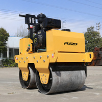 Rouleau compresseur routier autoporté FURD 550 kg à double tambour, hydraulique, diesel, mini-rouleau à asphalte, petite machine compacteuse