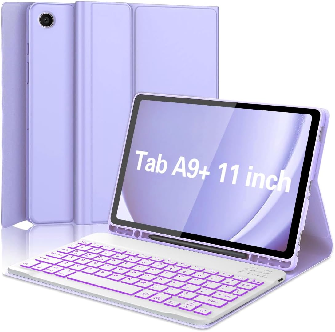 Boîtier violet clair + clavier rétroéclairé blanc