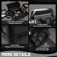 Mallette de maquillage multifonctionnelle avec plateaux pour artistes maquilleurs, idéale pour le rangement et la livraison locale aux États-Unis