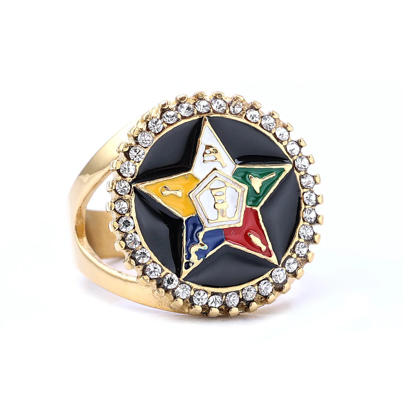 Unique Design Gold Color 316 stainless steel Zircon Mason OES Rings Order Of The Eastern Star Ring Party Gift For men women