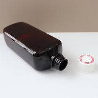 Bouteille en plastique ambrée cylindrique de 16 oz pour médicaments, sirop contre la toux, avec bouchon CRC et étiquettes