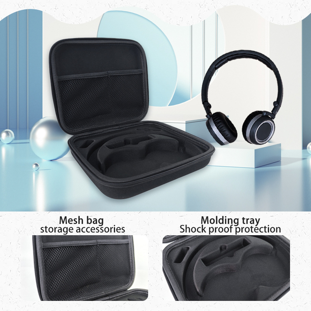 Custom Wireless Headphone Case Travel Carrying Case with Removable Inner Tray Shockproof EVA Hard Case