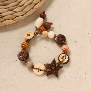 Handmade Woven Coconut Shell Button <b>Bracelet</b> Handcrafted <b>String</b> Accessory - Product Image 5