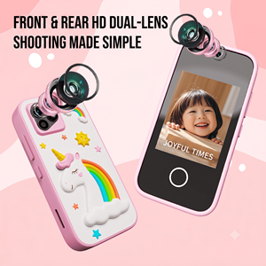 โทรศัพท์มือถือเด็กแบบการ์ตูน หน้าจอ HD 2.4 นิ้ว รุ่นใหม่ กล้องดิจิตอล กล้องหน้า/หลังคู่ วัสดุ ABS ซิลิโคน สำหรับเด็กเล็ก - Product Image 5