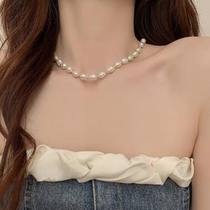 Summer Style Baroque Freshwater Pearl Necklace Light Luxury Niche Gift for Your <b>Girlfriend</b> - Product Image 4