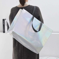 Sac fourre-tout en tissu non tissé éco-laminé avec logo imprimé personnalisé, sac de shopping réutilisable, sac cadeau, matériau non tissé recyclé, couleur personnalisée