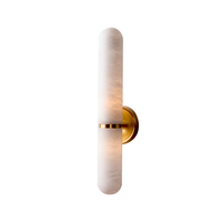 Lampe murale LED G9 moderne minimaliste en forme de cylindre, en laiton véritable et marbre espagnol, pour chambre à coucher