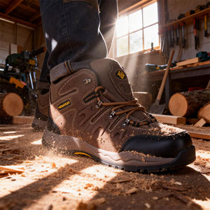 Bottes <span class=keywords><strong>de</strong></span> randonnée mi-montantes pour hommes, norme européenne, haute sécurité, avec embout en acier anti-écrasement, protection des pieds, tige en daim, <span class=keywords><strong>chaussures</strong></span> <span class=keywords><strong>de</strong></span> sécurité - Product Image 4