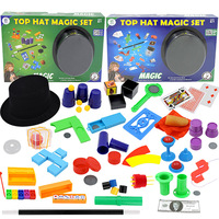 Ensemble de tours de magie pour enfants et adultes, accessoires de scène en plastique (chapeau de magicien, baguette) pour les spectacles de close-up