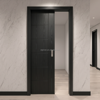 Pintu Geser Interior Veneer Kayu Alami Tersembunyi di Dinding, Finishing Oak Walnut, Panel Kustom, Rel Soft Close