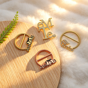 Broche personnalisée en alliage de zinc avec logo, accessoire de bijouterie, cristal et perle, vente en gros d'usine pour manteau, chapeau, sac, costume, OEM ODM, faible MOQ - Product Image 4