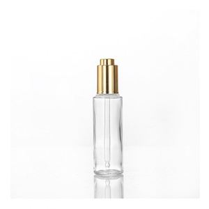 Factory Sell 10ml 20ml 30ml 50ml Frosted Dropper Bottles With Gold Silver Push Button Cap - Product Image 2